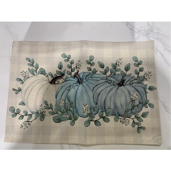 Pumpkin Placemats 4pc Fall Table Decor Thanksgiving Halloween Plaid Decorations - Picture 3 of 8